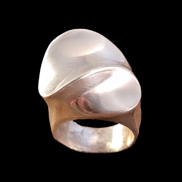 Sterling Contemporary Sculptural Waves Statement Ring - Picture 1 of 13